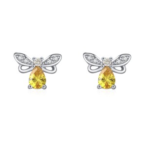 925 Sterling Silver Zircon Bee Stud Earring 40200660 925 Sterling Silver Zircon Bee Stud Earring 40200660