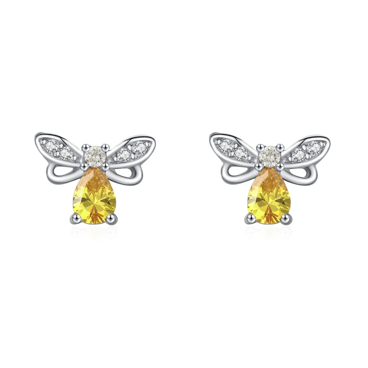 925 Sterling Silver Zircon Bee Stud Earring 40200660 925 Sterling Silver Zircon Bee Stud Earring 40200660