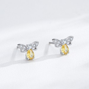 925 Sterling Silver Zircon Bee Stud Earring 40200660 925 Sterling Silver Zircon Bee Stud Earring 40200660