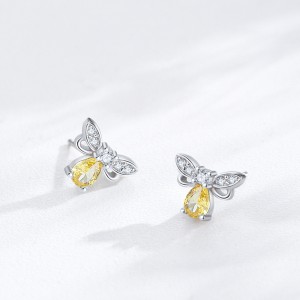 925 Sterling Silver Zircon Bee Stud Earring 40200660 925 Sterling Silver Zircon Bee Stud Earring 40200660