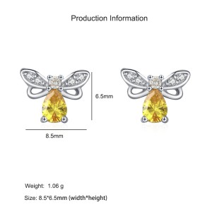 925 Sterling Silver Zircon Bee Stud Earring 40200660 925 Sterling Silver Zircon Bee Stud Earring 40200660