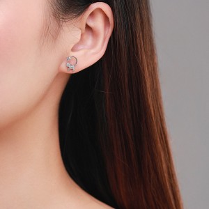 925 Sterling Silver Cat Star Zircon Stud Earring 40200661 925 Sterling Silver Cat Star Zircon Stud Earring 40200661