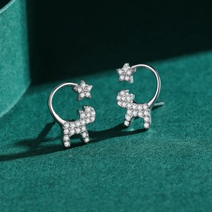 925 Sterling Silver Cat Star Zircon Stud Earring 40200661 925 Sterling Silver Cat Star Zircon Stud Earring 40200661