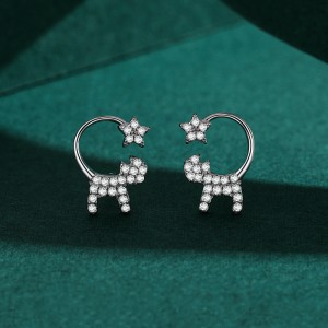 925 Sterling Silver Cat Star Zircon Stud Earring 40200661 925 Sterling Silver Cat Star Zircon Stud Earring 40200661