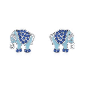 925 Sterling Silver Blue Enamel Elephant Stud Earring 40200662 925 Sterling Silver Blue Enamel Elephant Stud Earring 40200662