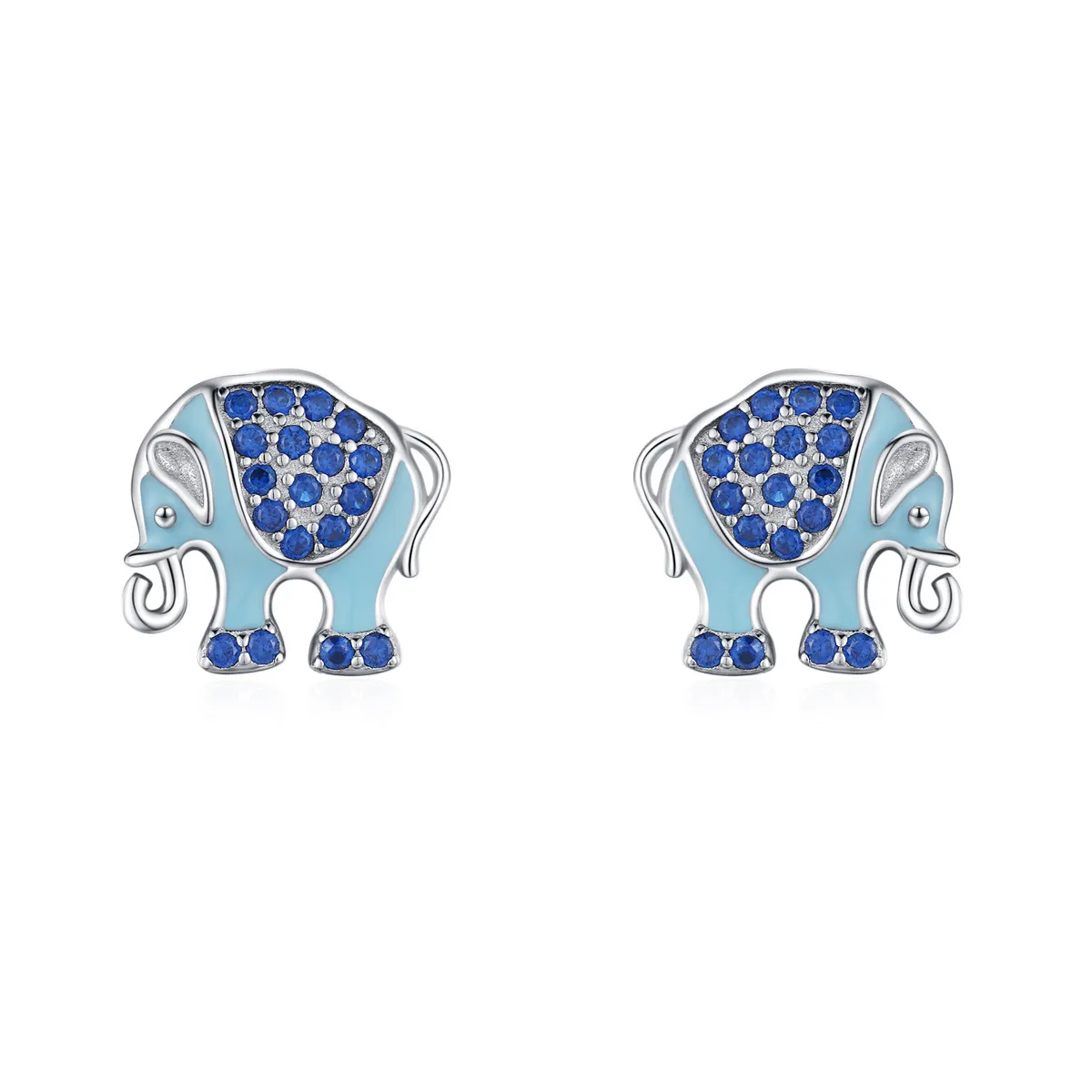 925 Sterling Silver Blue Enamel Elephant Stud Earring 40200662 925 Sterling Silver Blue Enamel Elephant Stud Earring 40200662