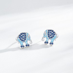 925 Sterling Silver Blue Enamel Elephant Stud Earring 40200662 925 Sterling Silver Blue Enamel Elephant Stud Earring 40200662
