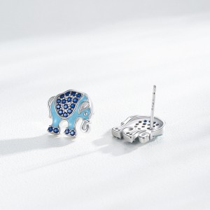 925 Sterling Silver Blue Enamel Elephant Stud Earring 40200662 925 Sterling Silver Blue Enamel Elephant Stud Earring 40200662