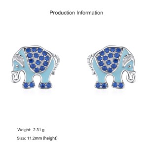 925 Sterling Silver Blue Enamel Elephant Stud Earring 40200662 925 Sterling Silver Blue Enamel Elephant Stud Earring 40200662