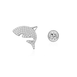925 Sterling Silver Shark Zircon Stud Earring 40200663