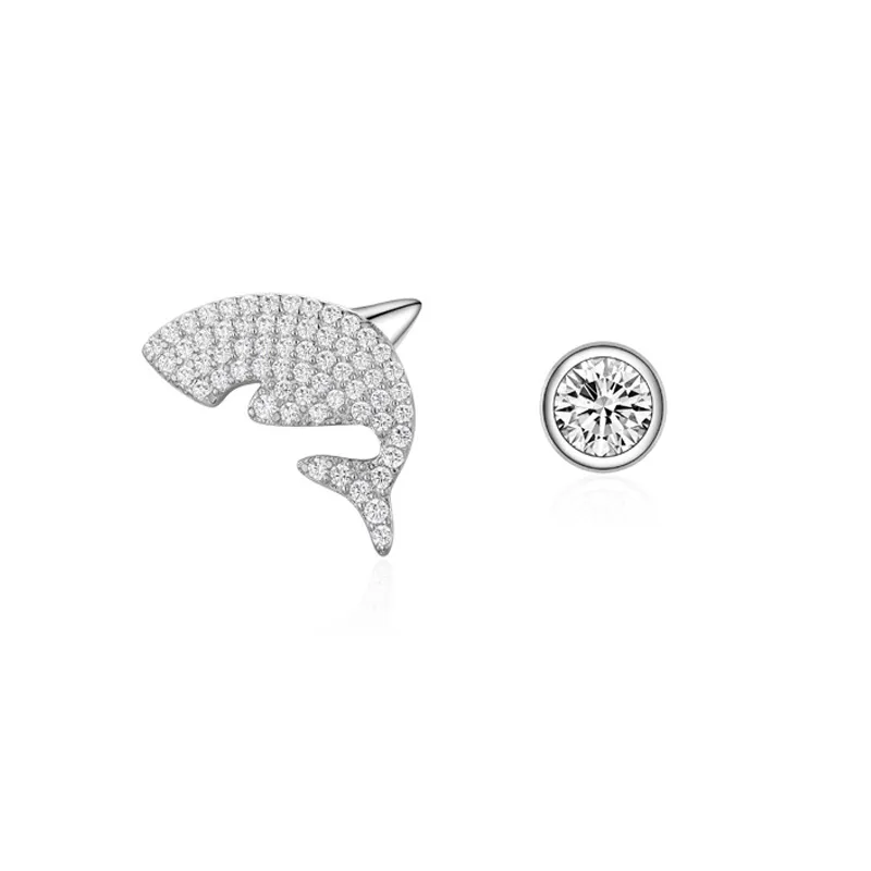 925 Sterling Silver Shark Zircon Stud Earring 40200663