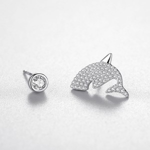 925 Sterling Silver Shark Zircon Stud Earring 40200663