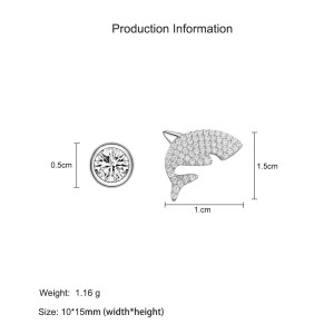 925 Sterling Silver Shark Zircon Stud Earring 40200663