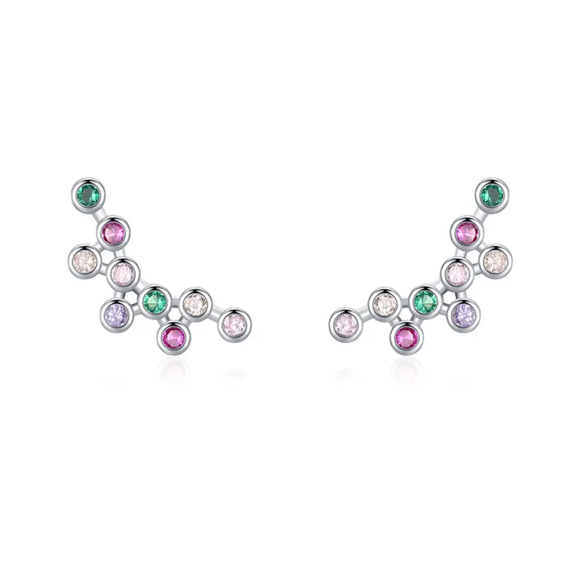 925 Sterling Silver Rainbow Zircon Bubble Stud Earring 40200666