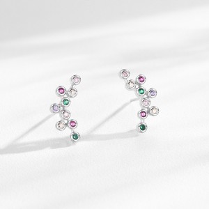 925 Sterling Silver Rainbow Zircon Bubble Stud Earring 40200666