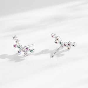 925 Sterling Silver Rainbow Zircon Bubble Stud Earring 40200666