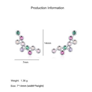 925 Sterling Silver Rainbow Zircon Bubble Stud Earring 40200666