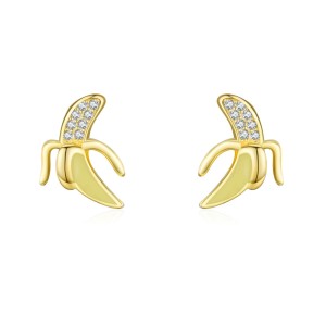925 Sterling Silver Banana Zircon Stud Earring 40200667