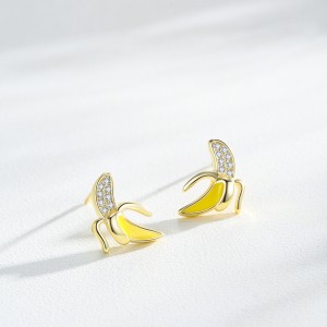 925 Sterling Silver Banana Zircon Stud Earring 40200667