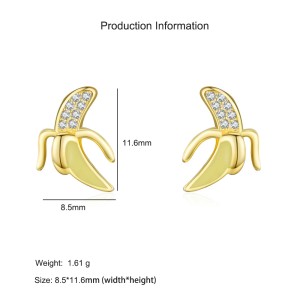 925 Sterling Silver Banana Zircon Stud Earring 40200667
