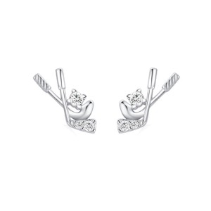 925 Sterling Silver Hockey Stick CZ Stud Earring 40200669 925 Sterling Silver Hockey Stick CZ Stud Earring 40200669