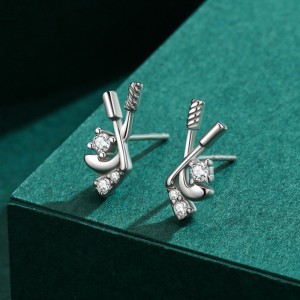 925 Sterling Silver Hockey Stick CZ Stud Earring 40200669 925 Sterling Silver Hockey Stick CZ Stud Earring 40200669