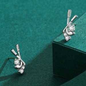925 Sterling Silver Hockey Stick CZ Stud Earring 40200669 925 Sterling Silver Hockey Stick CZ Stud Earring 40200669