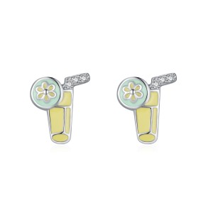 925 Sterling Silver Enamel Lemon Soda Stud Earring 40200672 925 Sterling Silver Enamel Lemon Soda Stud Earring 40200672