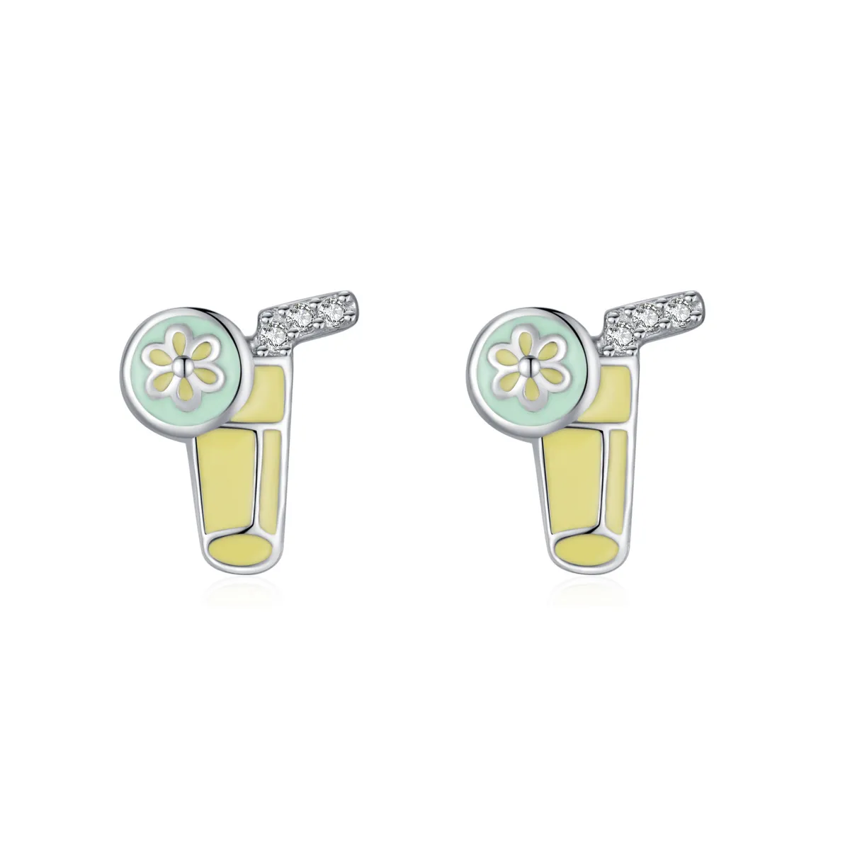 925 Sterling Silver Enamel Lemon Soda Stud Earring 40200672 925 Sterling Silver Enamel Lemon Soda Stud Earring 40200672