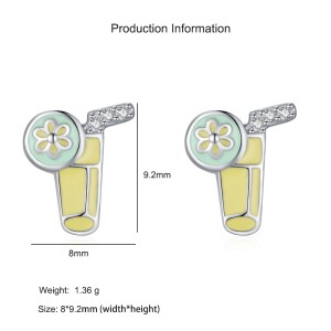 925 Sterling Silver Enamel Lemon Soda Stud Earring 40200672 925 Sterling Silver Enamel Lemon Soda Stud Earring 40200672