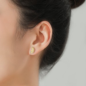 925 Sterling Silver Orange Slice Enamel Zircon Stud Earring 40200673 925 Sterling Silver Orange Slice Enamel Zircon Stud Earring 40200673