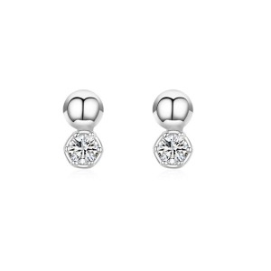 925 Sterling Silver Bubble CZ Stud Earring 40200674