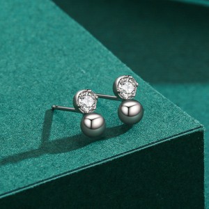 925 Sterling Silver Bubble CZ Stud Earring 40200674