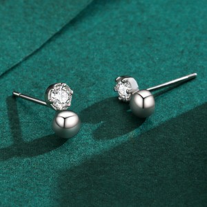 925 Sterling Silver Bubble CZ Stud Earring 40200674