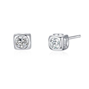 925 Sterling Silver Square CZ Stud Earring 40200675 925 Sterling Silver Square CZ Stud Earring 40200675