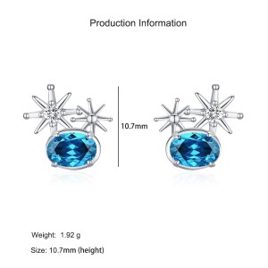 925 Sterling Silver Blue CZ Starburst Stud Earring 40200676