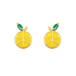 925 Sterling Silver Lemon Enamel Zircon Stud Earring 40200677 925 Sterling Silver Lemon Enamel Zircon Stud Earring 40200677