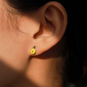 925 Sterling Silver Lemon Enamel Zircon Stud Earring 40200677 925 Sterling Silver Lemon Enamel Zircon Stud Earring 40200677