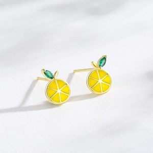 925 Sterling Silver Lemon Enamel Zircon Stud Earring 40200677 925 Sterling Silver Lemon Enamel Zircon Stud Earring 40200677