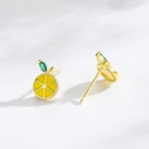 925 Sterling Silver Lemon Enamel Zircon Stud Earring 40200677 925 Sterling Silver Lemon Enamel Zircon Stud Earring 40200677
