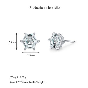 925 Sterling Silver Hexagon CZ Stud Earring 40200678