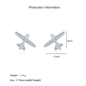 925 Sterling Silver Zircon Airplane Stud Earring 40200679 925 Sterling Silver Zircon Airplane Stud Earring 40200679
