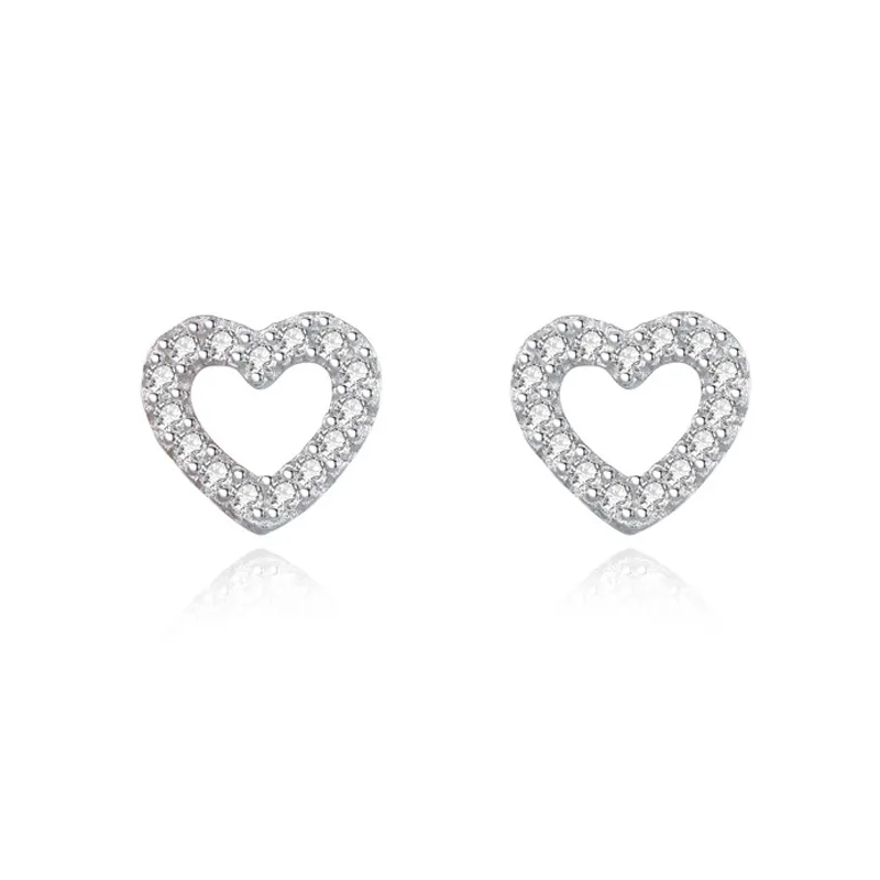 925 Sterling Silver Sweety Heart CZ Stud Earring 40200680