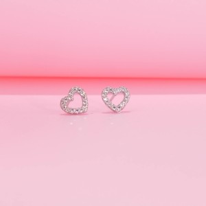 925 Sterling Silver Sweety Heart CZ Stud Earring 40200680