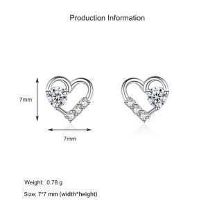 925 Sterling Silver Heart Minimalist CZ Stud Earring 40200684