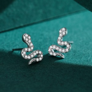 925 Sterling Silver Zircon Snake Stud Earring 40200687