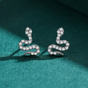 925 Sterling Silver Zircon Snake Stud Earring 40200687