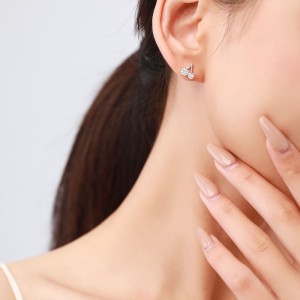 925 Sterling Silver Cherry Zircon Stud Earring 40200688