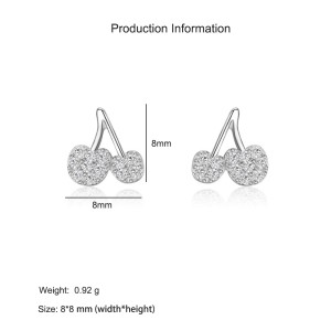 925 Sterling Silver Cherry Zircon Stud Earring 40200688
