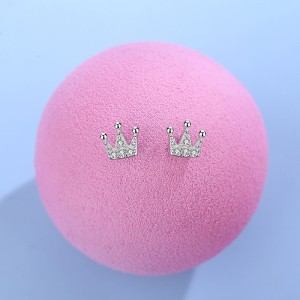 925 Sterling Silver Royal Crown CZ Stud Earring 40200690